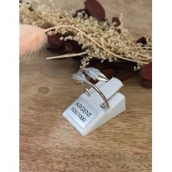 Bague Plume Argent Massif 925 Millièmes Cristaux Zirconium
