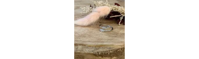 Bague Plume Argent Massif 925 Millièmes Cristaux Zirconium