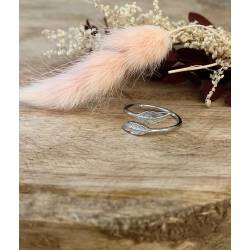 Bague Plume Argent Massif 925 Millièmes Cristaux Zirconium