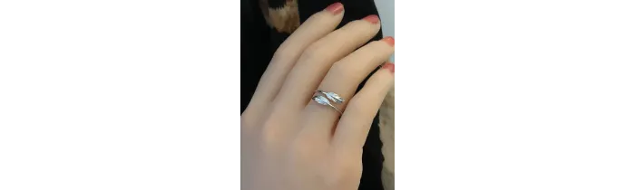 Bague Plume Argent Massif 925 Millièmes Cristaux Zirconium