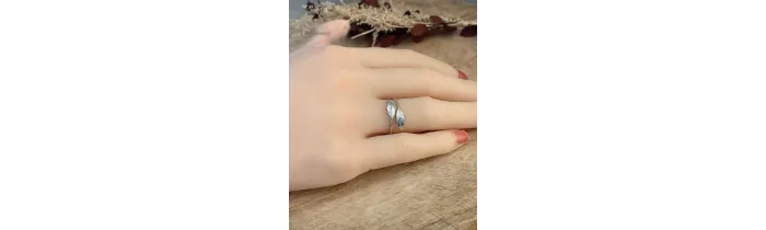 Bague Plume Argent Massif 925 Millièmes Cristaux Zirconium