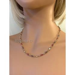 Collier cristal De Swarovski couleur Violet Plaqué Or 18 Carats Bijoux Femme