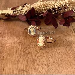 Bague Camée Rouge Et Plaqué or 18 Carats Tailles 50 à 66