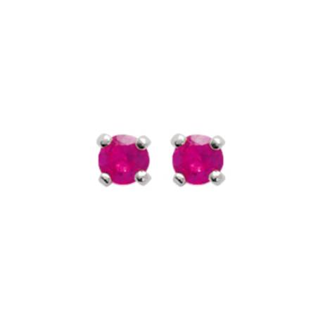 Boucles D'oreilles Puces Cristal Rose Rond 3MM Argent Massif 925/1000