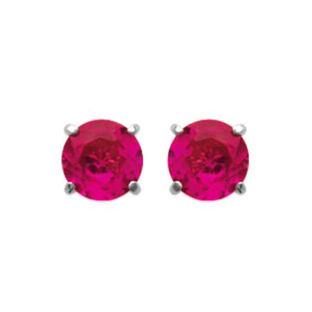 Boucles D'oreilles Puces Cristal Rose Rond 5MM Argent Massif 925/1000
