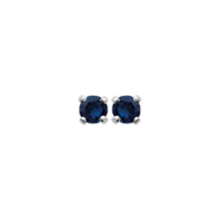 Boucles D'oreilles Puces Cristal Bleu Saphir Rond 3MM Argent Massif 925/1000