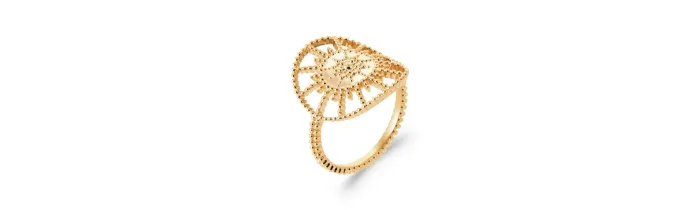 Bague Large Motif Billes "Soleil" En Plaqué Or 18 Carats Tailles 50 à 60