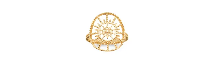 Bague Large Motif Billes "Soleil" En Plaqué Or 18 Carats Tailles 50 à 60