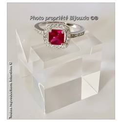 Bague Cz Rubis Zirconium Argent Massif 925 Rhodié T50-52-54-56-58-60
