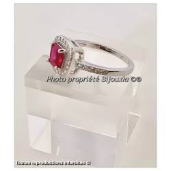 Bague Cz Rubis Zirconium Argent Massif 925 Rhodié T50-52-54-56-58-60