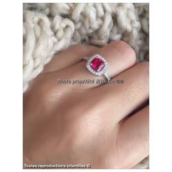 Bague Cz Rubis Zirconium Argent Massif 925 Rhodié T50-52-54-56-58-60
