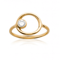 Bague Taille 60 Cercle et Cristal ZIRCONIUM Plaqué or 18 carats 750/000