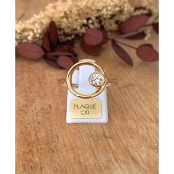 Bague Taille 60 Cercle et Cristal ZIRCONIUM Plaqué or 18 carats 750/000