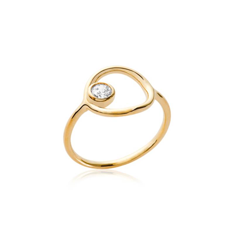 Bague Taille 60 Cercle et Cristal ZIRCONIUM Plaqué or 18 carats 750/000