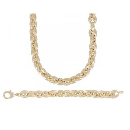 Collier Chaîne Maille Grain de Café Bombés 45CM X 7MM Plaqué or 750/1000