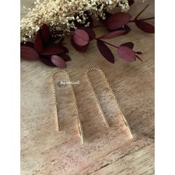 Boucles D'oreilles Chaîne Traversante Plaqué Or 18 Carats Bijoux Femme