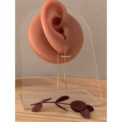 Boucles D'oreilles Chaîne Traversante Plaqué Or 18 Carats Bijoux Femme