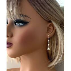 Boucles D'oreilles Chute 4 Boules Pendantes Argent Massif 925/1000 Bijoux Femme