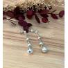 Boucles D'oreilles Chute 4 Boules Pendantes Argent Massif 925/1000 Bijoux Femme