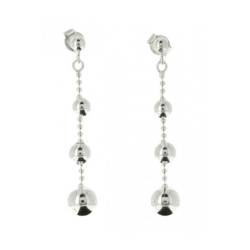 Boucles D'oreilles Chute 4 Boules Pendantes Argent Massif 925/1000 Bijoux Femme