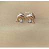 Boucles D'oreilles Puces "Dauphin" Cristal Blanc En Plaqué Or