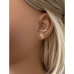 Boucles D'oreilles Puces "Dauphin" Cristal Blanc En Plaqué Or
