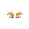 Boucles D'oreilles Puces "Dauphin" Cristal Blanc En Plaqué Or