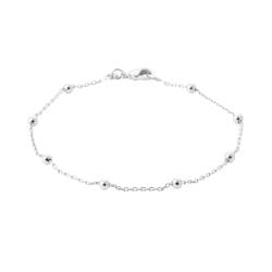 Bracelet Fines Boules En Argent Massif 925/1000 Rhodié