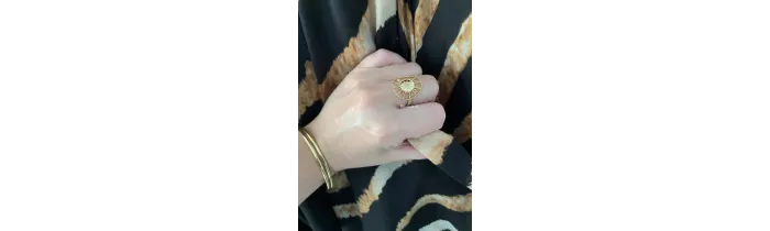 Bague Large Motif Billes "Soleil" En Plaqué Or 18 Carats Tailles 50 à 60