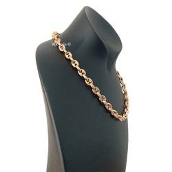 Collier Chaîne Maille Grain de Café Bombés 45CM X 7MM Plaqué or 750/1000