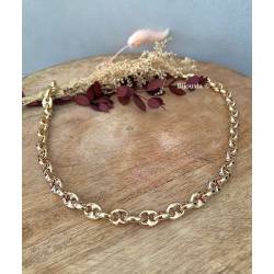 Collier Chaîne Maille Grain de Café Bombés 45CM X 7MM Plaqué or 750/1000
