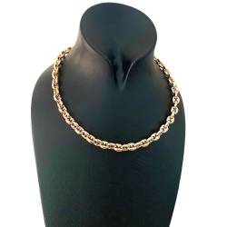 Collier Chaîne Maille Grain de Café Bombés 45CM X 7MM Plaqué or 750/1000