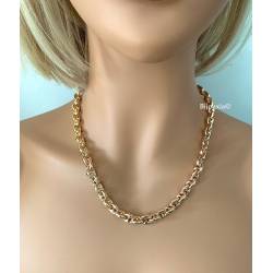 Collier Chaîne Maille Grain de Café Bombés 45CM X 7MM Plaqué or 750/1000
