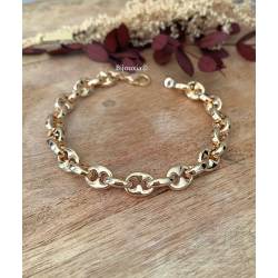 Bracelet Maille Grain de Café Bombés 19,5CM X 7MM Plaqué or 750/1000