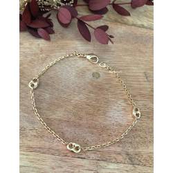 Bracelet Chaîne Forçat et Grain de Café En Plaqué Or 18 carats