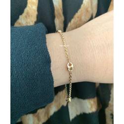 Bracelet Chaîne Forçat et Grain de Café En Plaqué Or 18 carats