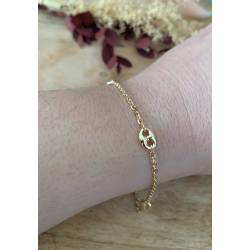 Bracelet Chaîne Forçat et Grain de Café En Plaqué Or 18 carats