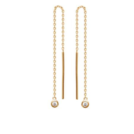 Boucles d'oreilles Chaîne Traversante Oxyde de Zirconium Plaqué or 18 Carats