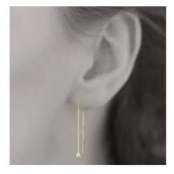 Boucles d'oreilles Chaîne Traversante Oxyde de Zirconium Plaqué or 18 Carats