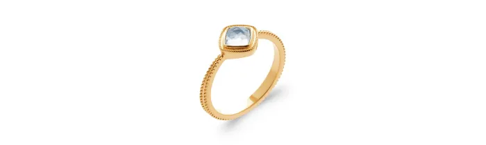 Bague Cristal CZ Aigue Marine Plaqué Or 18 Carats 750/000 Tailles CHOIX