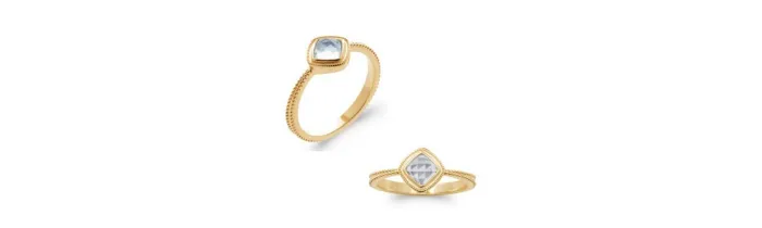 Bague Cristal CZ Aigue Marine Plaqué Or 18 Carats 750/000 Tailles CHOIX