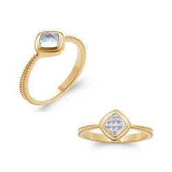 Bague Cristal CZ Aigue Marine Plaqué Or 18 Carats 750/000 Tailles CHOIX