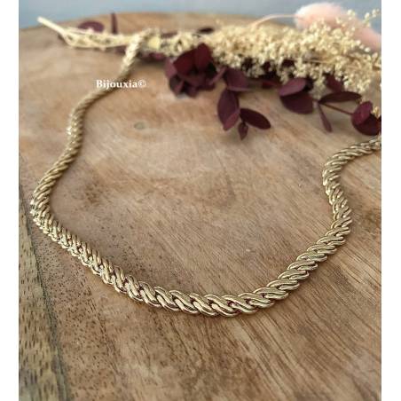 Collier Maille Palmier Tressée 45 cm En Plaqué Or 18 carats