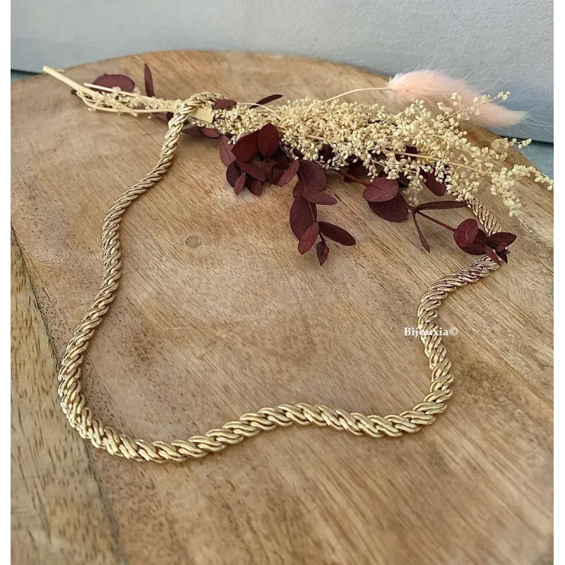 Collier Déclaration Palmier En Métal Plaqué Or 18K - Longueur 45 Cm, Maillon 8 Mm - Dolly-Bijoux