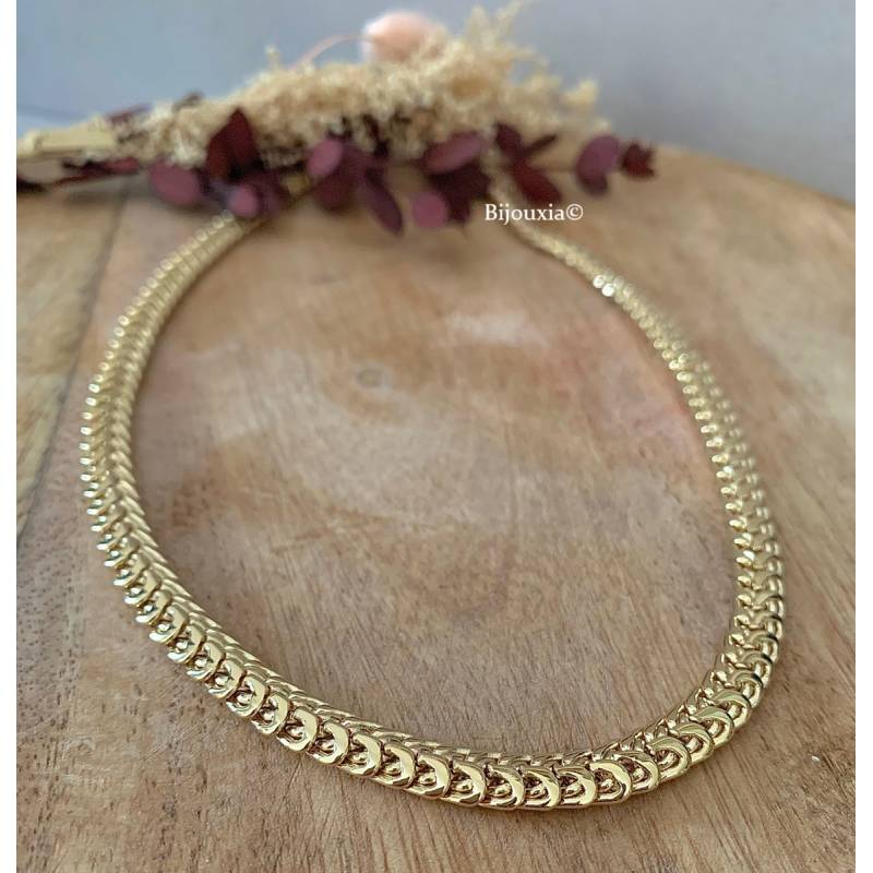 Collier Maille Anglaise Bombée 45CM X 7MM En Plaqué Or 18 Carats