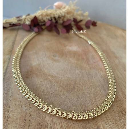 Collier Maille Anglaise Bombée 45CM X 7MM En Plaqué Or 18 Carats