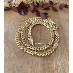 Collier Maille Anglaise Bombée 45CM X 7MM En Plaqué Or 18 Carats