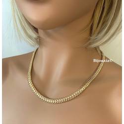 Collier Maille Anglaise Bombée 45CM X 7MM En Plaqué Or 18 Carats