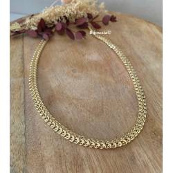 Collier Maille Anglaise Bombée 45CM X 7MM En Plaqué Or 18 Carats