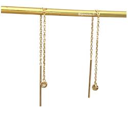 Boucles d'oreilles Chaîne Traversante Oxyde de Zirconium Plaqué or 18 Carats